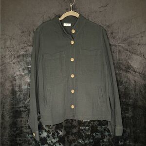 J. Jill Charcoal Button-Up Utility Jacket